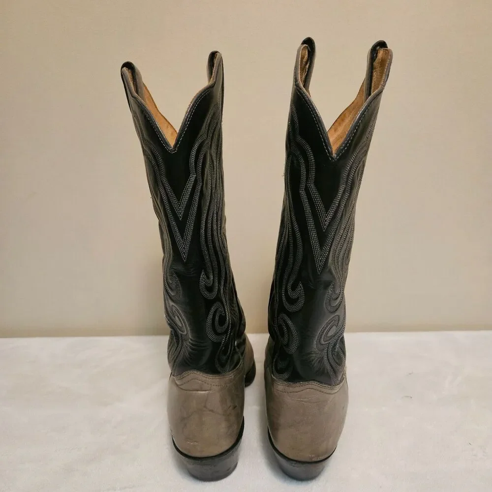 Vintage Imperial Cowboy Boots Leather American USA Made Black/Gray 10.5D M112